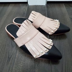 Pertini slip on mules leather black nude